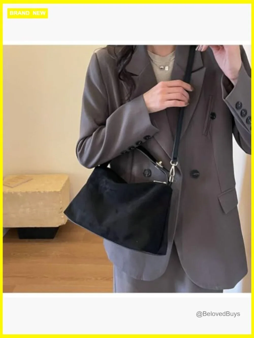Suede Hobo Bag Crescent Crossbody Shoulder Tote Handbag Trendy